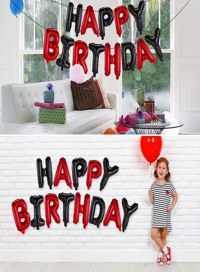 H B MSALA (DEVICE) HBM Happy Birthday Banner Foil Letters | Inflatable Party Decor and Event Decorations for Kids and Adults | Reusable, Ecofriendly Fun (Red/Black) - Image 4